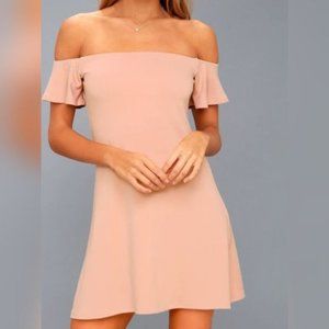 Lulu’s Kiss Keeper Pink Off-the-Shoulder Dress NWT